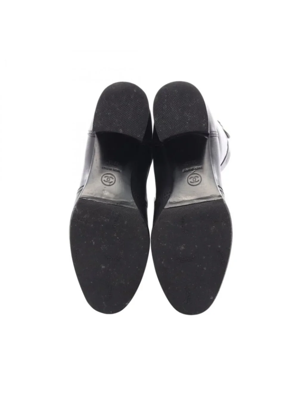 Chanel Boots CC Logo Long Black Leather